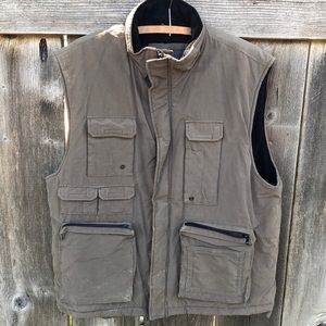 Van Heusen Fishing Vest Cotton and Nylon Zip Pockets Vest Men’s Large